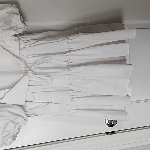 Zara White Open Back Ruffle Dress, Size Small S - Picture 5 of 5